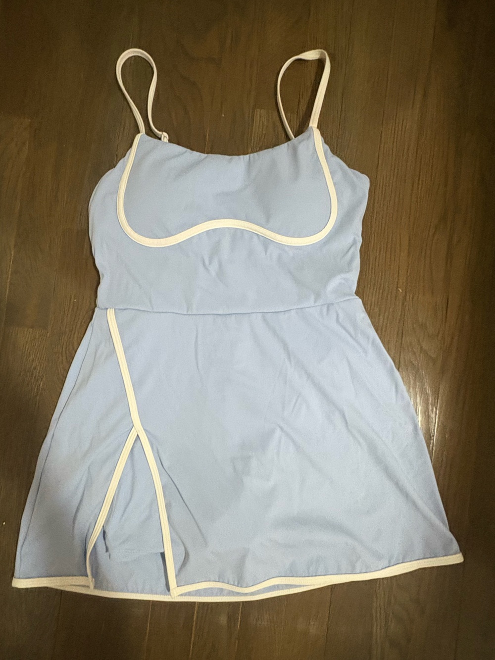 Light Blue Tennis Dress with White Trim